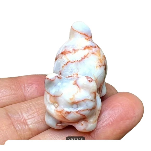 New! Natural Carved Cat Netstone Jasper Healing Stone - Picture 1 of 3